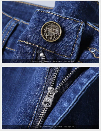 2025New Business Men's Jeans Casual Straight Stretch Fashion Classic Blue Black Work Denim Trousers Male Brand Clothing