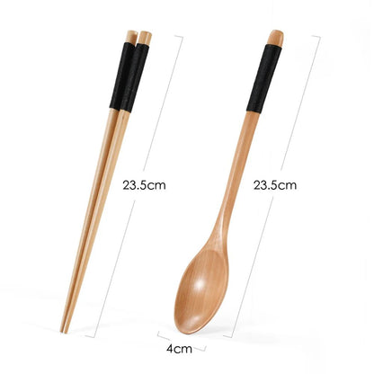 Conjunto de utensílios de madeira japoneses reutilizáveis para sushi, pauzinhos, colher, talheres antiderrapantes para viagem, ferramentas de cozinha