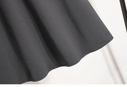 A-Line Mini Skirt High Waist Mid Length Skirts Women's Slimming Black Autumn Elastic Waist Design Solid Color Versatile Skirt