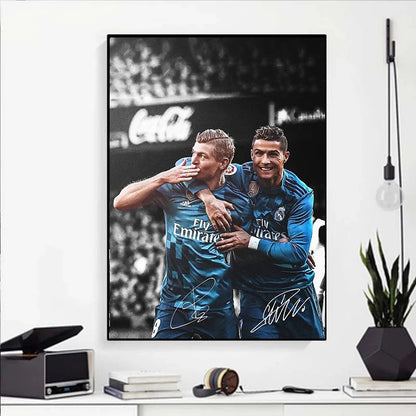 Modern Soccer Sport Player Portrait Poster Print Football Play Picture Canvas Painting Wall Art for Living Room Home Decor Mural