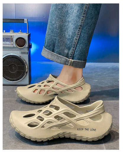 Summer Men Sandals Light EVA Men's Casual Shoes Hole Shoes Clogs Lovers Home Garden Outdoor Male Beach Flat Slippers Big Size