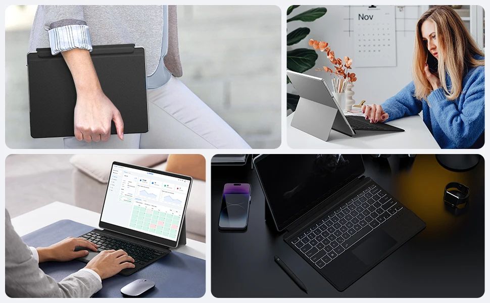 Wireless Bluetooth Keyboard For Microsoft Surface Pro 3 4 5 6 7 7+,Detachable Slim Type Cover Keyboard Trackpad For Surface Pro