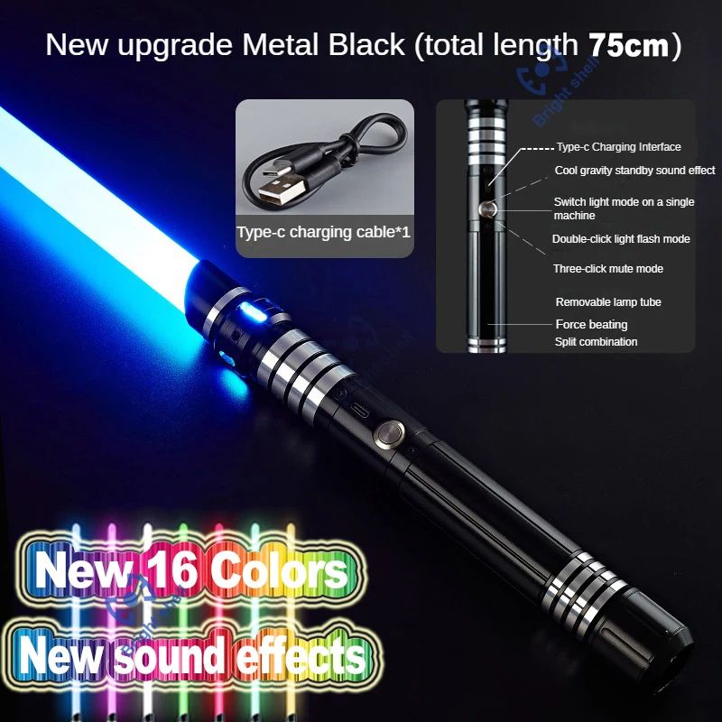 Metal Lightsaber Sword Toys RGB Light Saber 15Color Change Kids Soundfonts Force FX FOC Blaster Toys Jedi Sword Gift