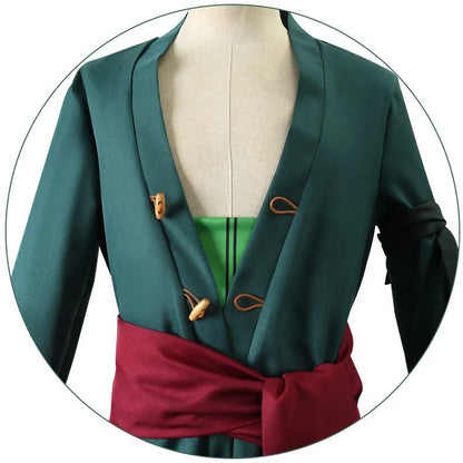 Roronoas Cosplay Costume Anime Kimono Robe Zoro Cloak Uniform Halloween Outfits With Earrings For Comic Con