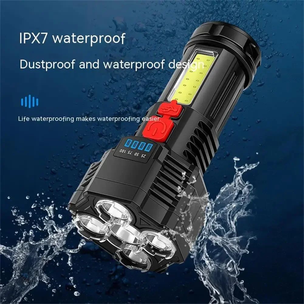 COB High Power LED Flashlight USB Rechargeable Waterproof Lamp For Camping Hiking Fishing Portable Flashlight Emergency Lantern