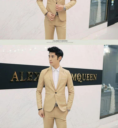 Autumn New Men's Casual Suit Casual Business Office Suit Jacket Solid Trendy Non-ironing Anti-wrinkle Slim Fit Men's Blouse