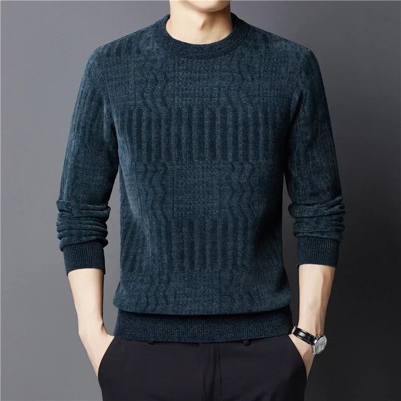 Brand Clothing High Quality Fashion Sweaters Male Slim Fit Casual Knitted Pullover Man Casual Round Neck Sweaters Black Grey