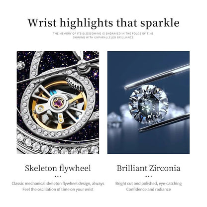OLEVS Hollow Women's Watch Fully Automatic Mechanical Watch Luxury Diamond Inlaid Starry Sky Elegant Women's Brand Watch  7036