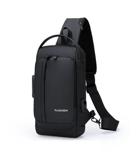 Large Capacity Multifunction Shoulder Crossbody Bag Messenger Chest Sling Travel Pack for Male Men Usb Waterproof Sports Running