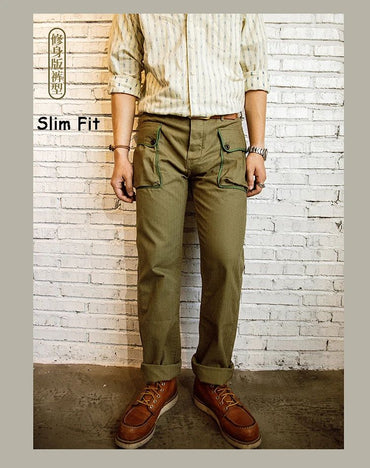 Red Tornado P-44 Monkey Pants Men's Military Style HBT Cargo Trousers Army Green