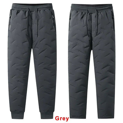 7xl Winter Down Cotton Pants Men's Casual Waterproof Zipper Pocket Thickened Wool Warm Pants Jogger Outdoor Cold-proof Ski Pants