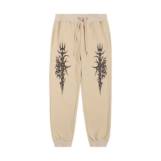 Men's printed waist sports pants street casual pants sports pants suitable outdoor sports and leisure pure jogging pants