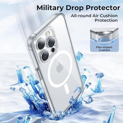Capa Magnética Transparente Para APPLE iPhone 16 17 15 14 13 12 11 Pro Max 16 Plus 17 Air 16e Compatível Com Carregamento Sem Fio Magsafe