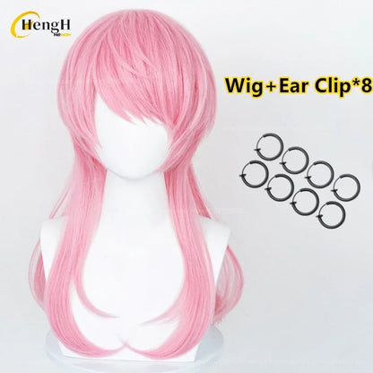 In Stock Anime Synthetic Sanzu Haruchiyo Cosplay Wig Long 56cm Pink Wig And Ear Clips Heat Resistant Fiber Hair RWig + A Wig Cap