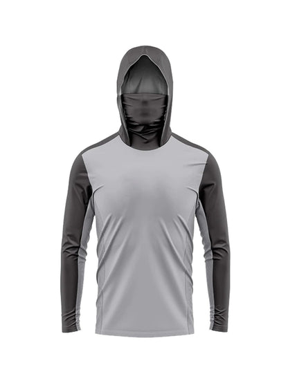 Camisas de Pesca com Capuz e Proteção Facial Masculinas Roupa de Pesca de Manga Longa Respirável