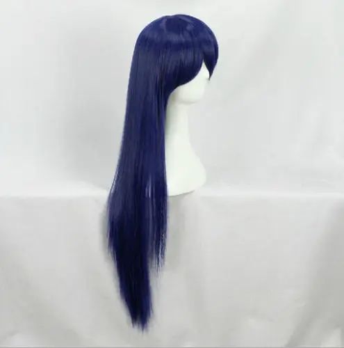 Anime Love Live! Umi Sonoda Cosplay Peruca Sonoda Umi 80cm Longa Azul Preto Perucas Cabelo Sintético Resistente ao Calor Perucas Cosplay