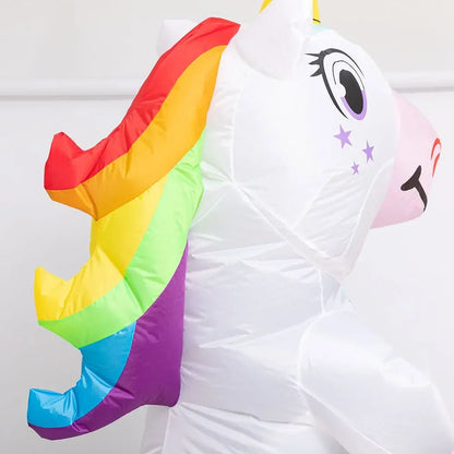 Inflatable Unicorn Costume Adult Kids Rainbow Halloween Costumes for Wommen Men Adult Carnival Mascot Christmas Cosplay