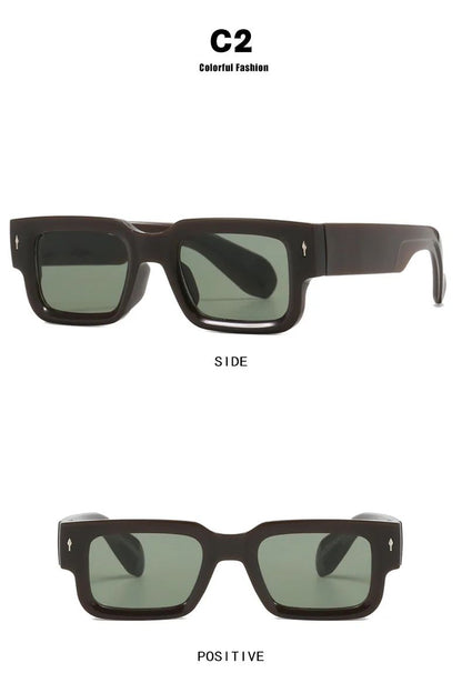 Retro Men Square Sunglasses For Women Vintage Luxury Rivet Designer Sun Glasses Fashion Arrow Shades UV400 Eyeglasses