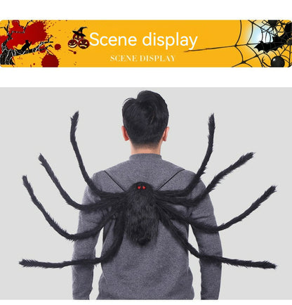 90/125CM Horror Plush Spider Bag Decoration Halloween Candy Backpack Big Spider Shape Trick or Treat Halloween Props Costume