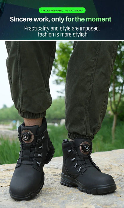 Botas de segurança masculinas à prova d'água, indestrutíveis, com biqueira de aço, anticorte, resistentes a perfurações, sapatos de segurança para motociclistas, Botas Para Hombre