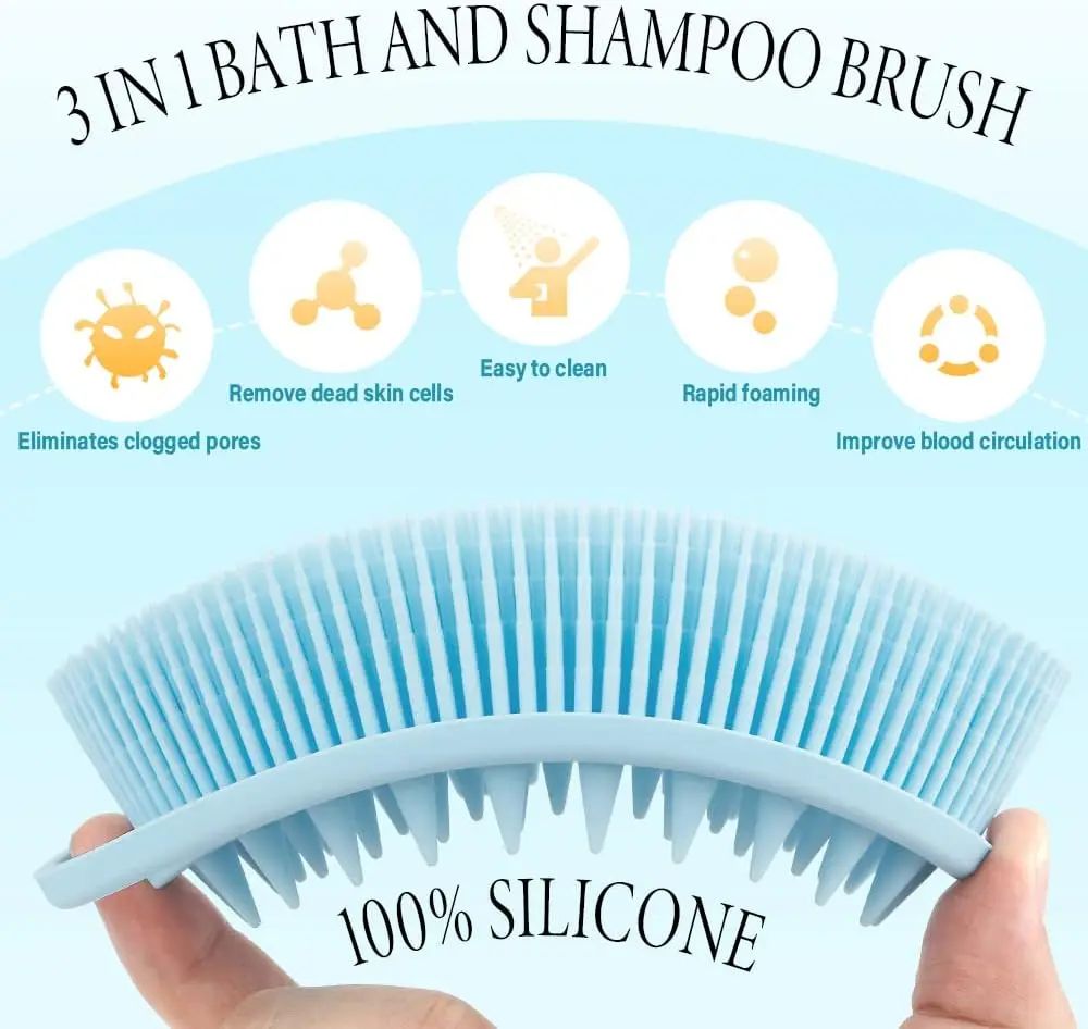 Soft Silicone Body Scrubber Exfoliating Baby Shower Gentle SPA Massage Brush Cleanser Body Wash Brush Back Scrubber Bath Tool