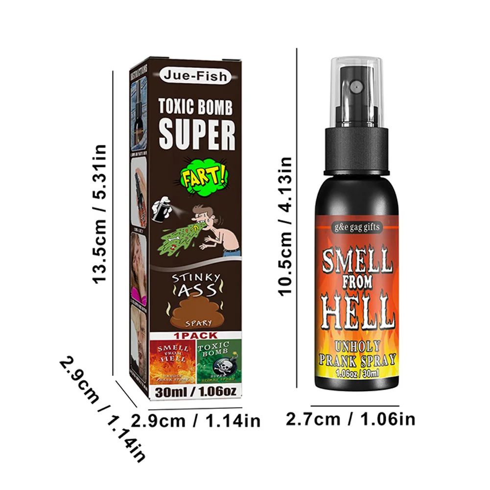 6 unidades-1 unid. 30ml Adereços de Halloween Spray Líquido de Peido Não Tóxico Bomba de Cheiro Fedorento Brinquedo de Pegadinha de Gás Malcheiroso Artigos de Festa de Brincadeira