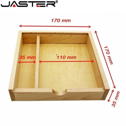 JASTER Álbum de Fotos de Nogueira com Bordo, USB de Madeira + Caixa, Pen Drive de 128 GB 64 GB, Disco U, Fotografia, Presente de Casamento, Logotipo Personalizado Gratuito