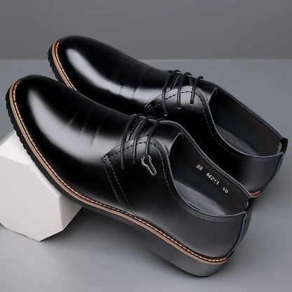 High Quality Leather Formal Men Dress Shoes Breathable Mens Casual Shoes Italian Luxury Brand Lace-Up Non-slip Men Driving Shoes