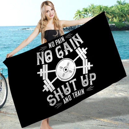 No Pain No Gain GYM Towel Microfiber Beach Towel Absorbent Quick dry Soft Yoga Swimming Resort Mountain Climbing Towel