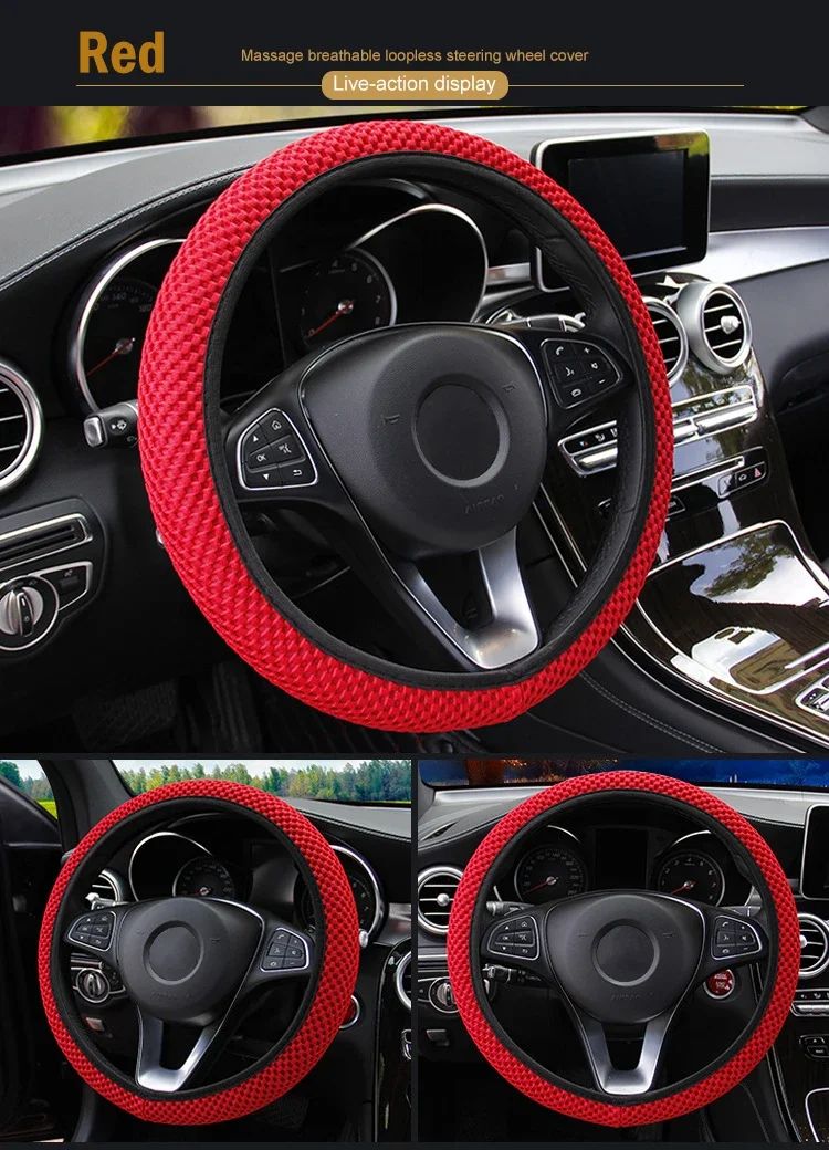 Four Seasons Elastic Ice Silky Soft Cloth Steering Wheel Cover - No Inner Ring, Fit for Cars, Protective Protective Cover