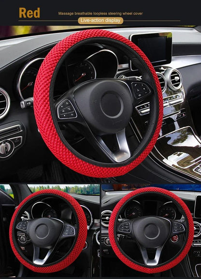 Four Seasons Elastic Ice Silky Soft Cloth Steering Wheel Cover - No Inner Ring, Fit for Cars, Protective Protective Cover