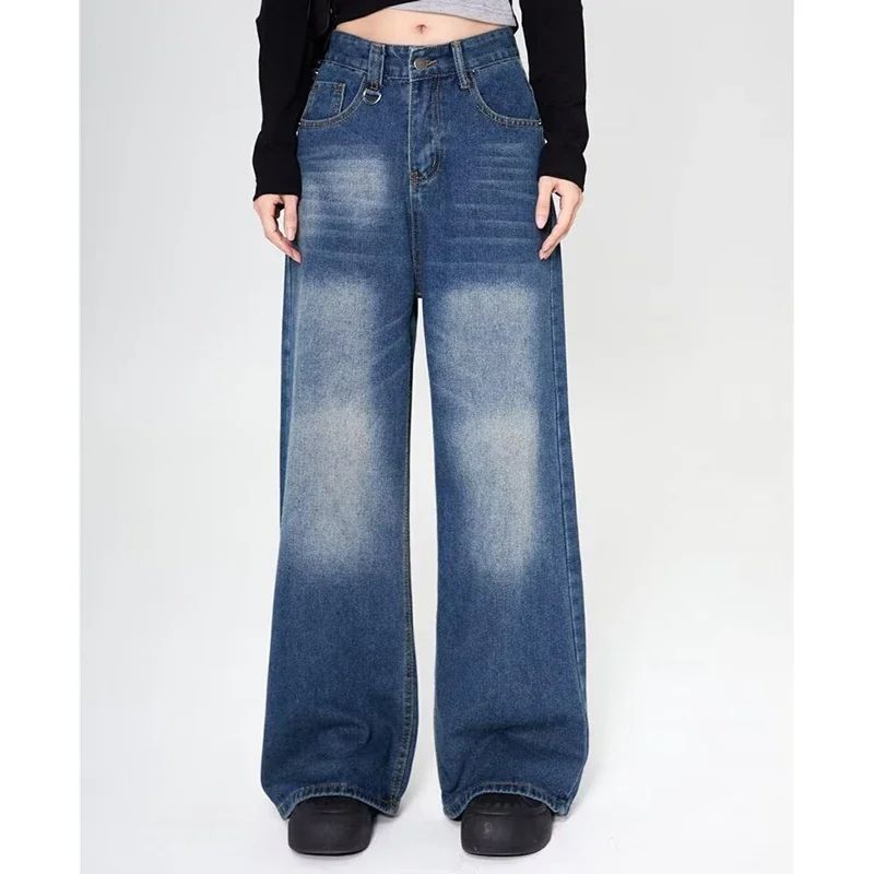 Summer Men Baggy Jeans Unisex Vintage American Style Straight Wide Leg Denim Pants Fashion Brand Hot Sale Casual Trousers