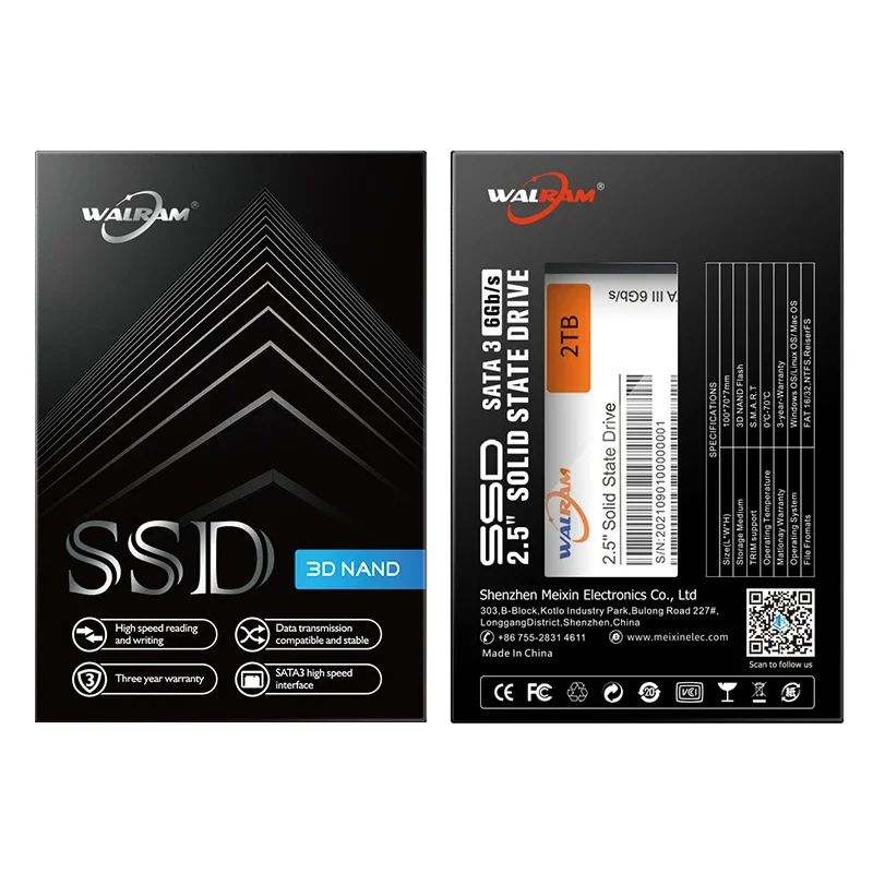 SSD WALRAM 1TB 2.5 SATA3 SSD 120GB 128GB 256GB 512GB 500GB HDD Notebook Unidade de Estado Sólido 240GB SATA 3 Disco Rígido para PC de Mesa