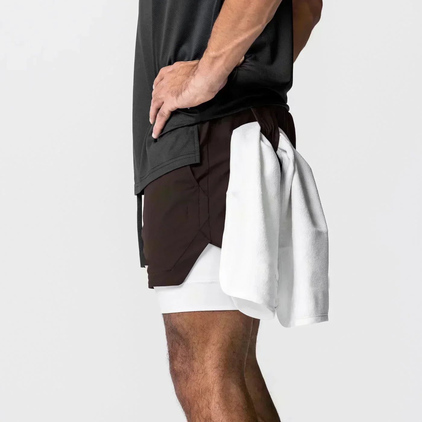 Dragon Ball Men's Double-layer Shorts Son Goku Summer Japanese Anime Fake Two-piece Sports Fitness Quick-drying Shorts
