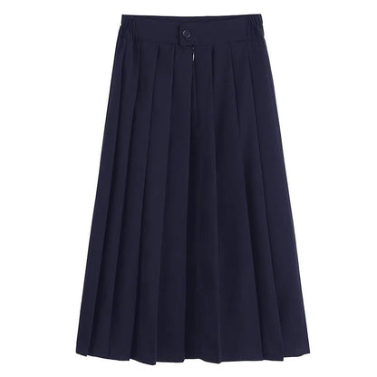 Spring Hot Sale Of The Season Women's Basic JK Uniform Skirt A- Line Elastic Waist Dark Blue Pleated Skirt College Style Half-le