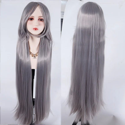 Perucas sintéticas de cabelo rosa com volume de ar, seda de cabelo macia de alta temperatura, cabelo a granel, peruca longa, cacheada, de ondas grandes, lisa, para Cosplay