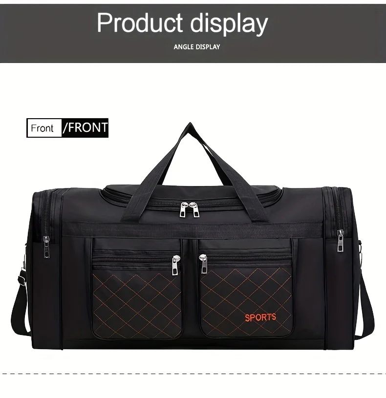 Men Nylon Travel Duffel Bag Large Capacity Handbag Portable Outdoor Carry Luggage Convenient Practical Male's Weekend Gym Bag
