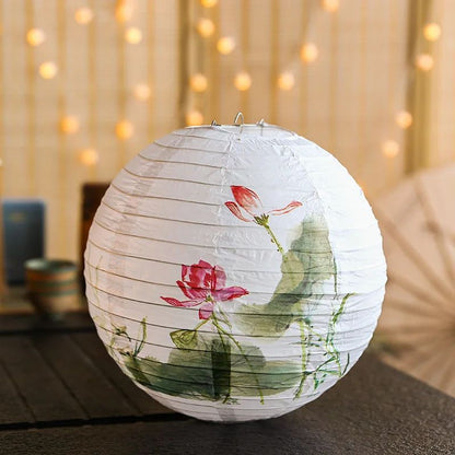 12Inch Printed Flower Round Chinese Paper Lanterns Birthday Wedding Decor Craft DIY Festival Lantern Party Supplies