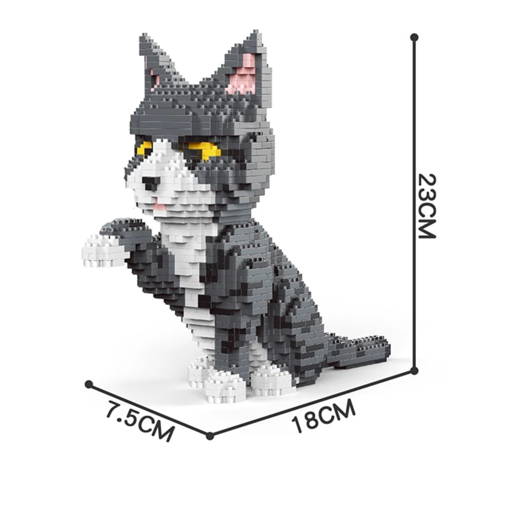 Knew Built Quatro estilos de micropartículas expressivas de blocos de montar de mini-gatos, modelos de laranja e vaca, os favoritos dos entusiastas de animais de estimação