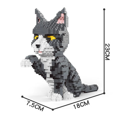 Knew Built Quatro estilos de micropartículas expressivas de blocos de montar de mini-gatos, modelos de laranja e vaca, os favoritos dos entusiastas de animais de estimação