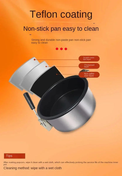 220V Commercial Popcorn Maker Machine, Large Capacity, Quick Heating, for Business Events and Parties