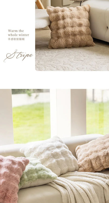 Pillowcase Decorative Home Pillows White Pink Retro Fluffy Soft Throw Pillowcover For Sofa Couch Cushion Cover 45x45 Pillow Hugs