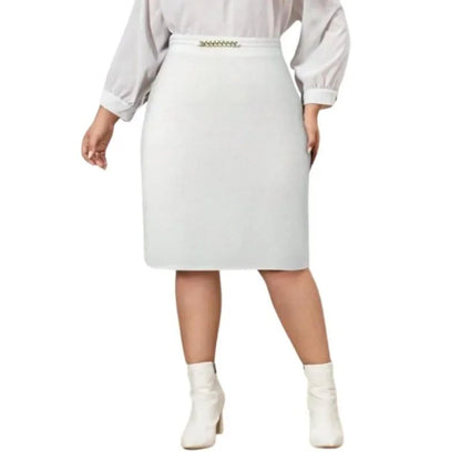 Plus Size 1XL-5XL New Women's Fashion Mid Length Skirt Slimming-fit High Waisted Trendy Knee Length Ladies Tight Skirt