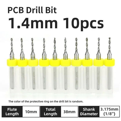 Broca PCB 10pcs Conjunto de Brocas Micro Diâmetro de Aço Tungstênio 1/8" Cabo Fixo Mini Broca CNC 0.1-3.175mm