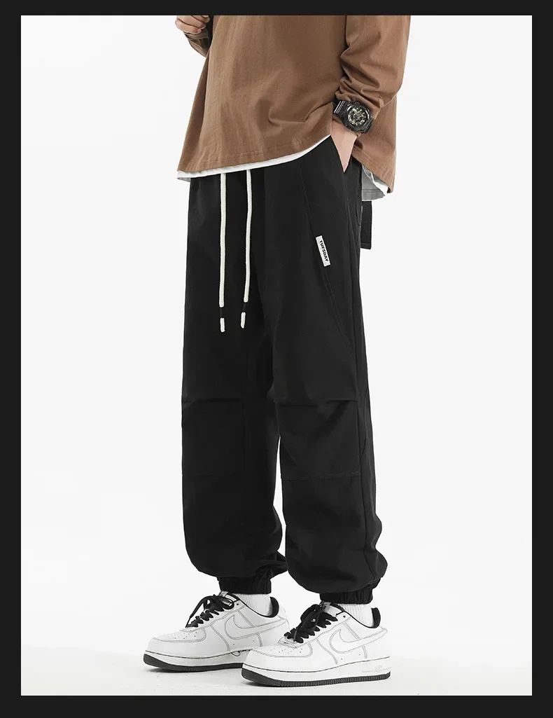 2024 M-5XL Calça Masculina de Algodão e Cânhamo Primavera e Outono Nova Calça Larga com Cordão Calça Saruel Harem Calça Casual Japonesa