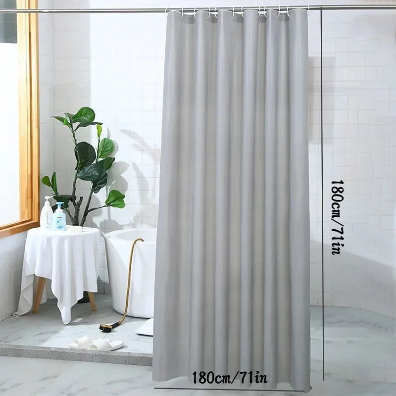 Cortina de Chuveiro Transparente Forro Plástico de Chuveiro PEVA 180x180CM Cortinas de Chuveiro Leves à Prova D'água para Banheiro com Ímãs e Ganchos