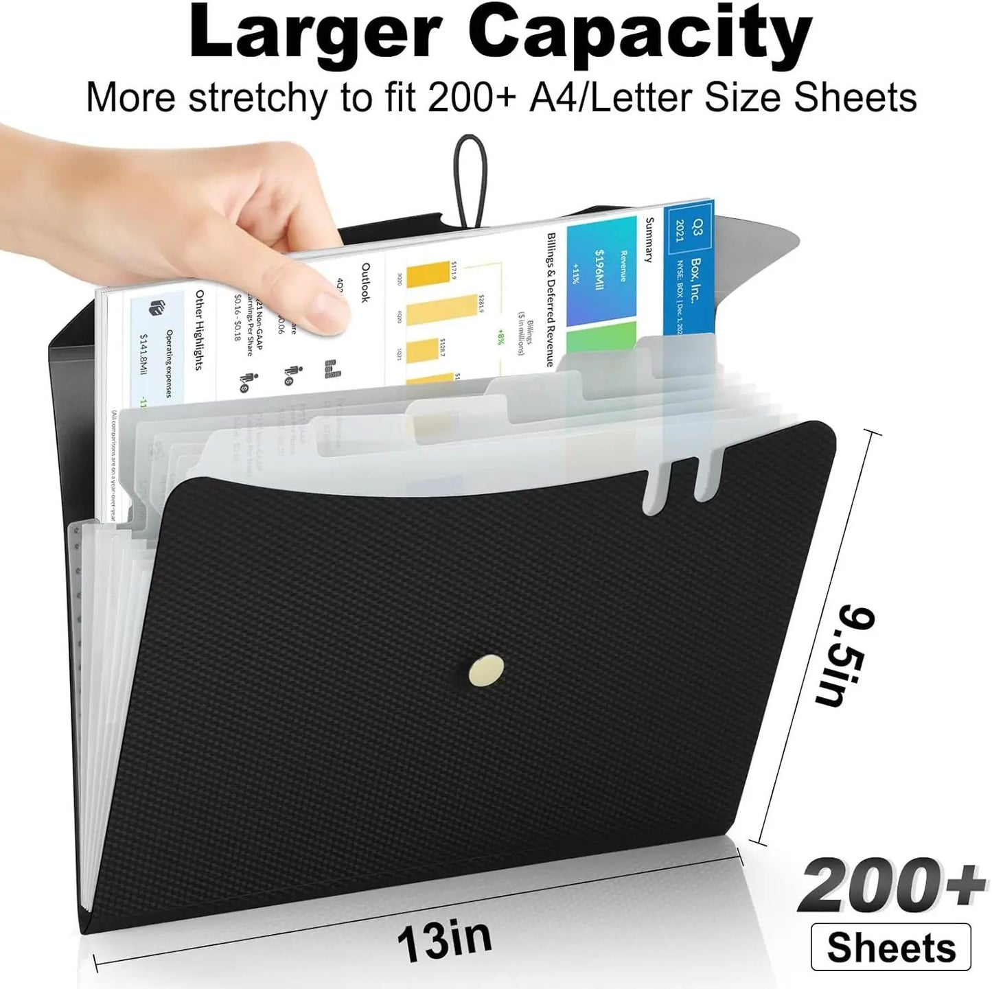 Expandable File Folder, Letter Size Organ Organizer, 5 File Pockets, Portable Organizer for School Office Supplies