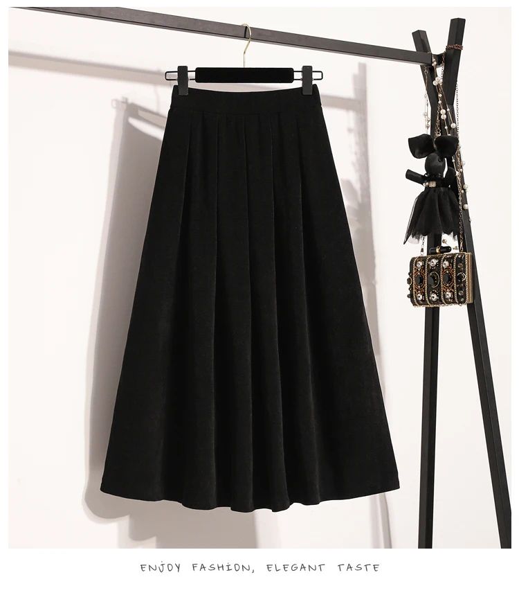 2025 Plus Size Pleated Skirts Solid Versatile Medium Length Skirt A-Line Maxi Gown Cover Autumn Winter New Half-length Skirt