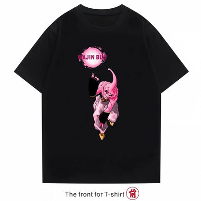 Anime Cartoon Printed Dragon Ball T-shirt Magic Man Buou New Cotton Short-sleeved Men's and Women's Cosplay Clothing