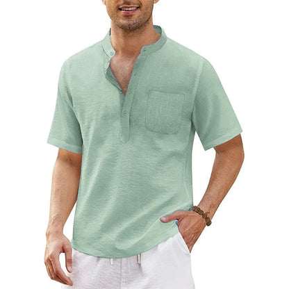 Summer New Men's Short-Sleeved T-shirt Cotton and Linen Led Casual Men's T-shirt Shirt Male  Breathable S-3XL